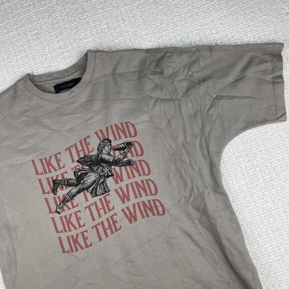 TEE LIBRARY Oversized T-Shirt Men M Made in Korea Grey ''Like The wind'' Graphic - Picture 2 of 15